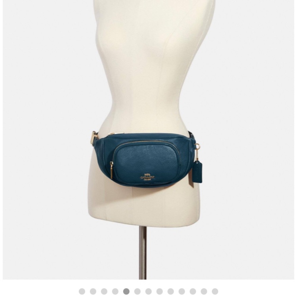 Coach Court Belt Bag, Leather Peacock NWOT